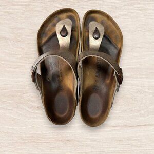 Birkenstock Gizeh Metallic Bronze Leather Thong Sandals Women’s Size 39 US 8–8.6